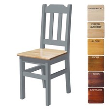 Grau Holzstuhl MASSIV KIEFER