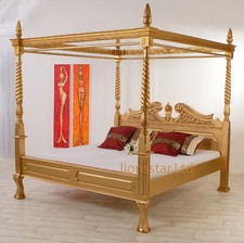 Himmelbett Gold Mahagoni