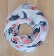 Street One Loop Schal weiß/grau/rot/marine mit Federmuster, ca. 57 x 75 cm