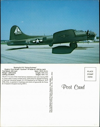 Ansichtskarte boeing 17g - ansichtskarte, b-17g