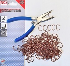 BGS 8872 Polsterklammerzange + 100 Polsterklammern Klammern Clips Polsterzange