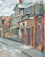 Sonja Wüsten Ansicht Ortschaft Pastell Original 20. 21. Jahrhundert