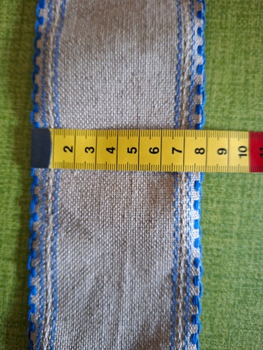 Leinenband natur mit blauer - 1m,