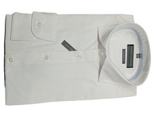 FINSHLEY & HARDING Herren Business Hemd Strukturmuster Langarm Weiß Gr. 48 M