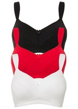 BH ohne Bügel Gr. (110) D Schwarz Rot Weiß Damen-Bra Oberteil Neu*