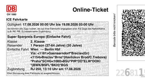 Bahnticket wien berlin - db,