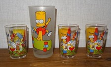 4 Gläser The Simpsons 1999, 2000 Fox Amora Glas Set Homer Marge Bart