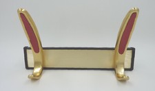 Vintage Retro 50er Jahre Hakenleiste  Garderobe messingfarben mit 2 roten Haken