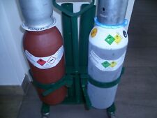 Sauerstoff Flasche 5 l & Acetylenflaschen mit Gestell, gebraucht, gefüllt