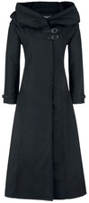Gothicana by EMP Damen schwarzer langer Wollmantel mit großer Kapuze