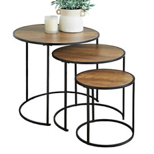 3er Set Runder Tisch Eiche