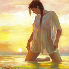 Frau & Sonnenuntergang 30 x 30