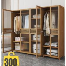 Drehtürenschrank Kleiderschrank Schrank aus Bambus für Schlafzimmer mit Tür