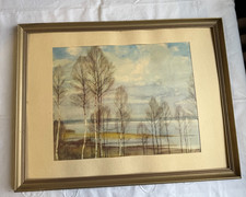 Gemälde Aquarell Größe ca. 42 x 32 cm - Landschaft mit Bäumen -