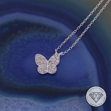 Wert 700,- Zartes Diamant Schmetterling Damen Collier 750 Weiß Gold T0090 xxyy