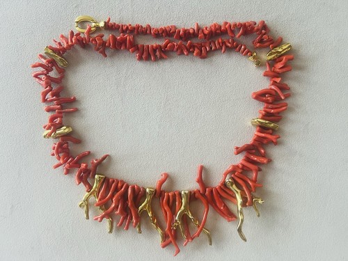Korallen halskette rot gold - korallen, rot/gold