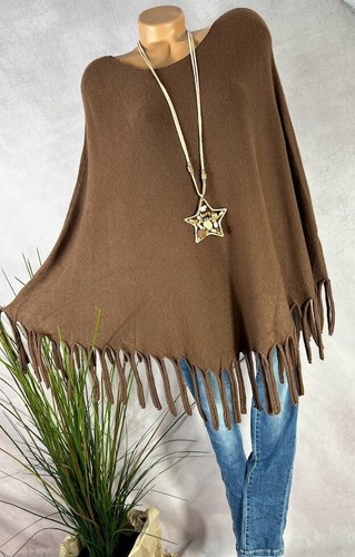 Damen strick poncho cape mit - damen,