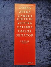Corsa, Astra, Cabrio Edition, Vectra, Calibra, Omega, Senator Preisliste 09.1991