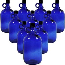 10 x Grosse Gallone Glasflasche 2 Liter Blau für Wasser Öl Wein Wasserflasche