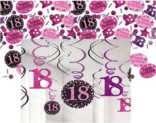 18. Geburtstag Birthday Sparkling Celebration Pink Party Deko Set Konfetti Swirl