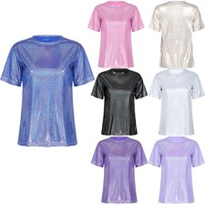 Damen metallic kurzarm shirt - damen,
