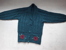 Trachtenstrickjacke Strickjacke 40 Damen grün  Mit Motiv Handarbeit