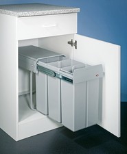 WESCO® Abfallsammler Trenta 1 für Drehtüren alu grau 3 x 10 Liter Vollauszug