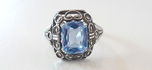 Silber ring blauer - stein, °