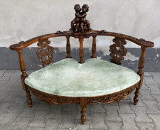 seltenes Historismus Gründerzeit Eck Sofa Nussbaum mit Puttos traumhaft