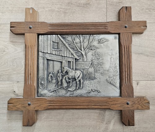 Rustikales wandbild aus zinn - wandbild,