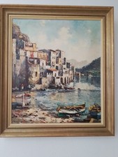 Ölbild auf Leinwand schöne Küstenlandschaft breit 71 cm x 81 cm