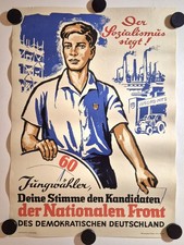 Plakat Der Sozialismus siegt! FDJ MTS Nationale Front 1958 Original DDR A2