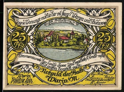 Notgeld warin 1921 25 - notgeld, 1921,