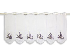 nach Maß Scheibengardine Lavendel lila weiß Bistrogardine Höhe 45cm Stick 02056