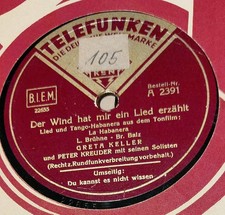 GRETA KELLER MIT PETER KREUDER TELEFUNKEN SCHELLACKPLATTE