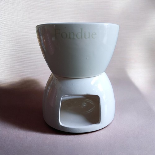 Weißes keramik fondue set - fondue,