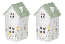 2er Set Windlicht Häuser