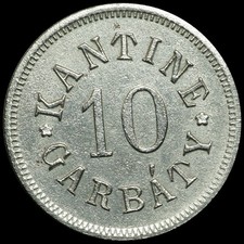 NOTGELD: 10 Pfennig, Eisen. ZIGARETTENFABRIK - KANTINE GARBATY - BERLIN-PANKOW.