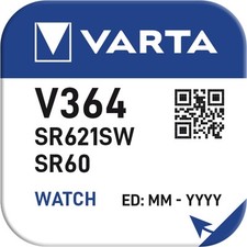 5x V364 Uhrenbatterien Knopfzellen baugleich SR60SW SR621SW Silberoxyd 364 VARTA