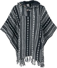 Cape, Ethno Poncho, Andenponcho - schwarz/weiß