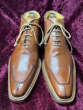 Reduziert Unikat Stiefel Fatte a mano Norweger Braun 9,5 43,5 handgenäht Santoni