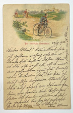Alte Ansichtskarte 1900: Der verfolgte Radfahrer