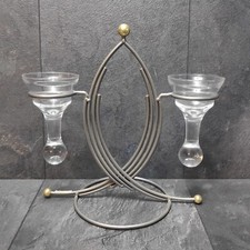 Formano Kerzenständer Zwei Halterungen Aus Glas Glastropfen | Metall Grau Gold