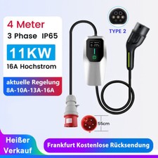 11KW 16A EV Typ 2 CEE Ladegerät Ladekabel Elektroauto 3 Phase PHEV Wallbox 4m