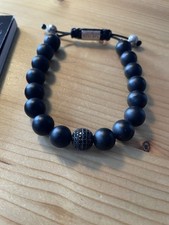 Nialaya - Men Armband - Diamond Beaded Bracelet Matte Onyx
