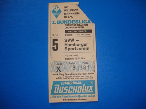 Ticket sv waldhof - 83/84,