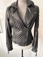 TIGHA  gesteppte Lederjacke Biker Style Gr S / 36 Schwarz Leder Jacke