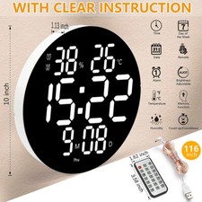 LED Digital Wanduhr mit Datum Temperatur Anzeige Wohnzimmer Büro Digitaluhr