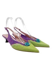 LARA MANNI Slingback-Pumps Damen Pumps Gr. DE 40 grün-lila extravaganter Stil