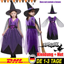 DHL Hexen Kostüm Kinder Halloween Hexe + Hut Hexen Cosplay Fasching Party Kleid